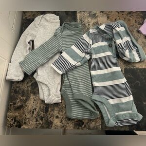 Striped and Solid Baby Bodysuit Set